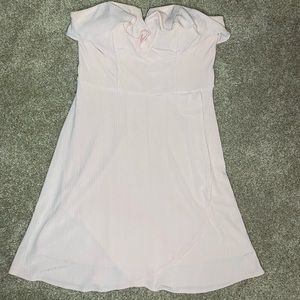 Strapless pink mini dress